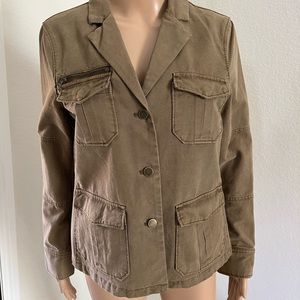 Pam & Gela Utility Parka Jacket Stitch work Embroidery Accent NWT